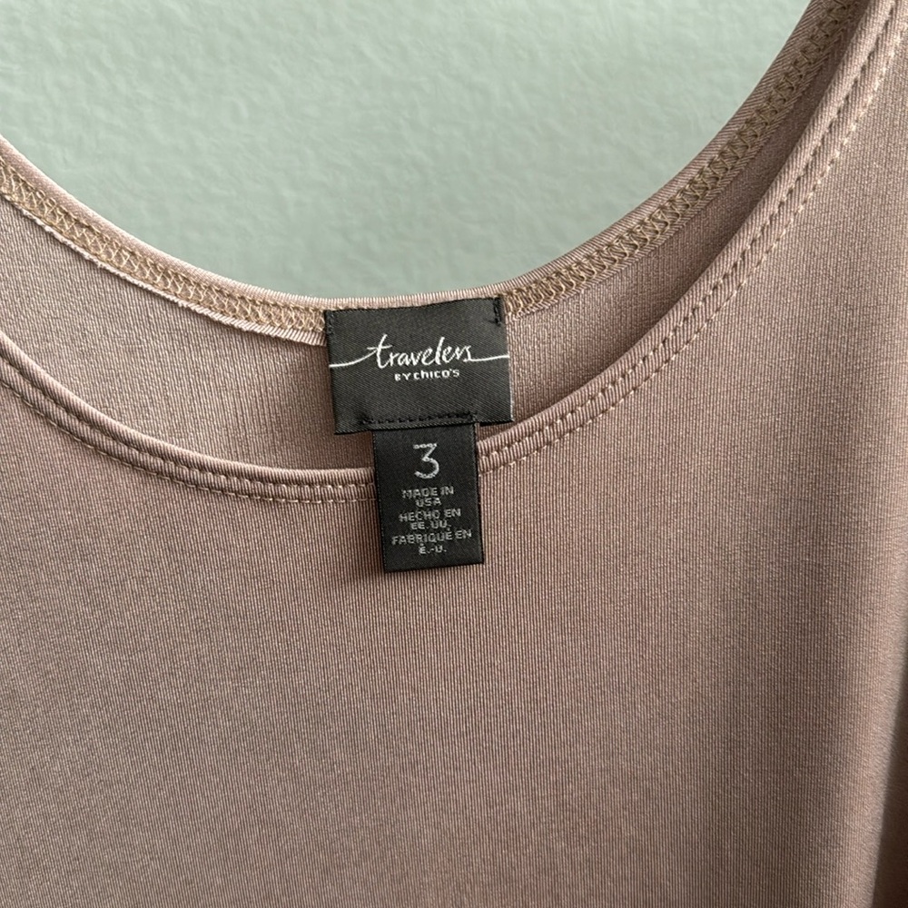 Chico’s travelers tank top tan or nude color size 3 = size 16/18